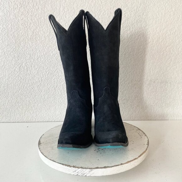 Black Suede Heeled Boots - Picture 5 of 14